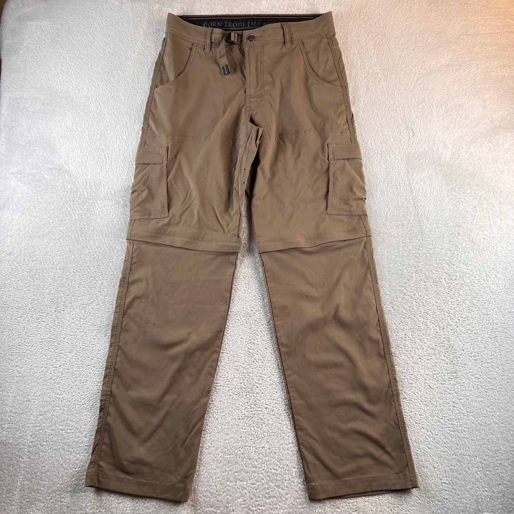 Prana Zion Convertible Cargo Hiking Pants Tan Khaki 31x32 Zip Off Shorts